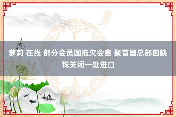 萝莉 在线 部分会员国拖欠会费 聚首国总部因缺钱关闭一处进口