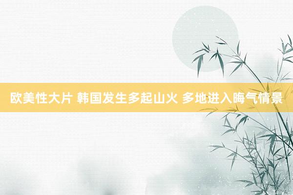 欧美性大片 韩国发生多起山火 多地进入晦气情景