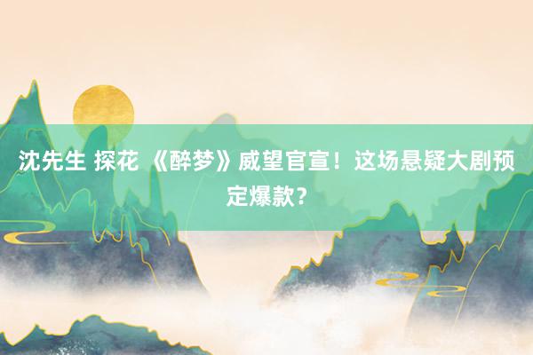 沈先生 探花 《醉梦》威望官宣！这场悬疑大剧预定爆款？