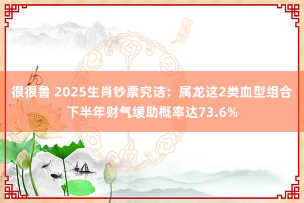 很很鲁 2025生肖钞票究诘：属龙这2类血型组合下半年财气缓助概率达73.6%