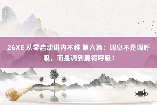 26XE 从零启动讲内不雅 第六篇：调息不是调呼吸，而是调到莫得呼吸！